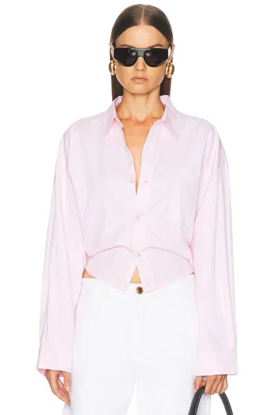 R13 Split Hem Boyfriend Shirt In Light Pink
