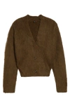 R13 Split Hem Ribbed Cardigan In Brown