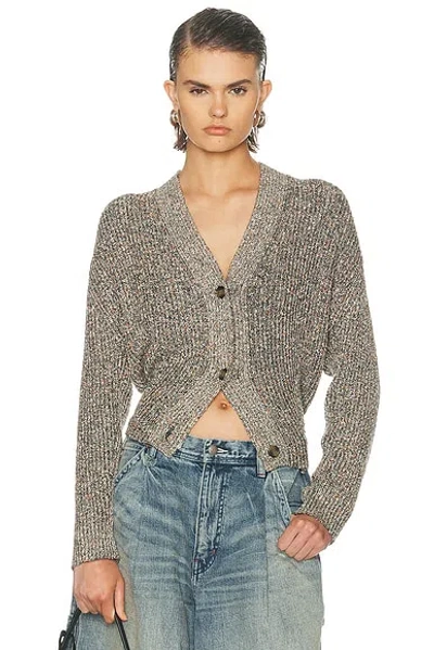 R13 Split Hem Ribbed Cardigan In Gray