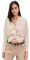 R13 Split Hem Ribbed Cardigan Oatmeal Tweed In Brown