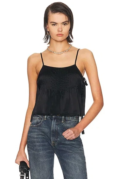 R13 Square Neck Ties Cami Top In Black