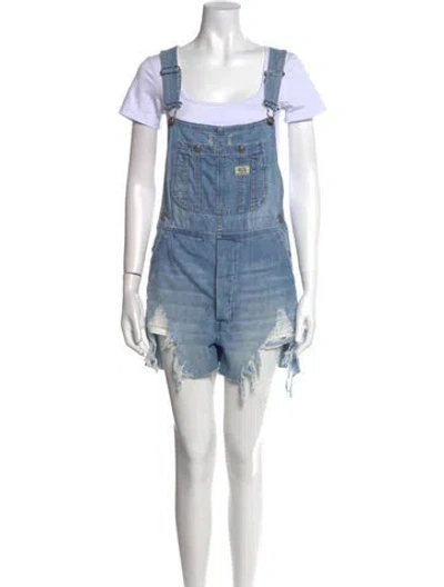 Pre-owned R13 Square Neckline Romper In Blue