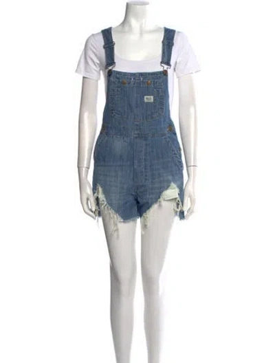 Pre-owned R13 Square Neckline Romper In Blue
