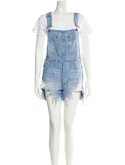 Pre-owned R13 Square Neckline Romper In Blue