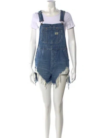 Pre-owned R13 Square Neckline Romper In Blue