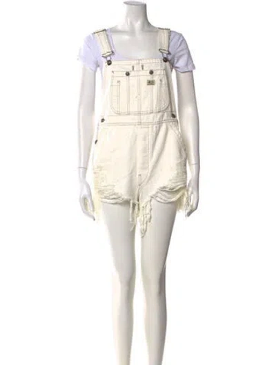 Pre-owned R13 Square Neckline Romper In White