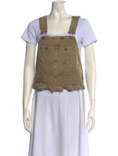 Pre-owned R13 Square Neckline Short Sleeve Crop Top In Neutral