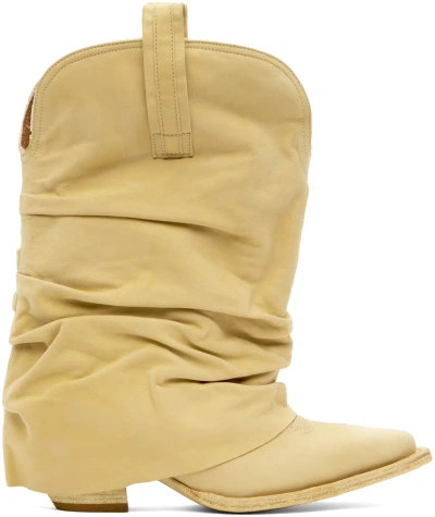 R13 Ssense Exclusive Beige Low Rider Cowboy Boots In Wheat