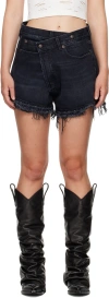 R13 Ssense Exclusive Black Crossover Denim Shorts In Jake Black