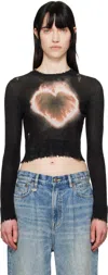 R13 Flaming Heart Baby Crewneck In Flaming Heart Black