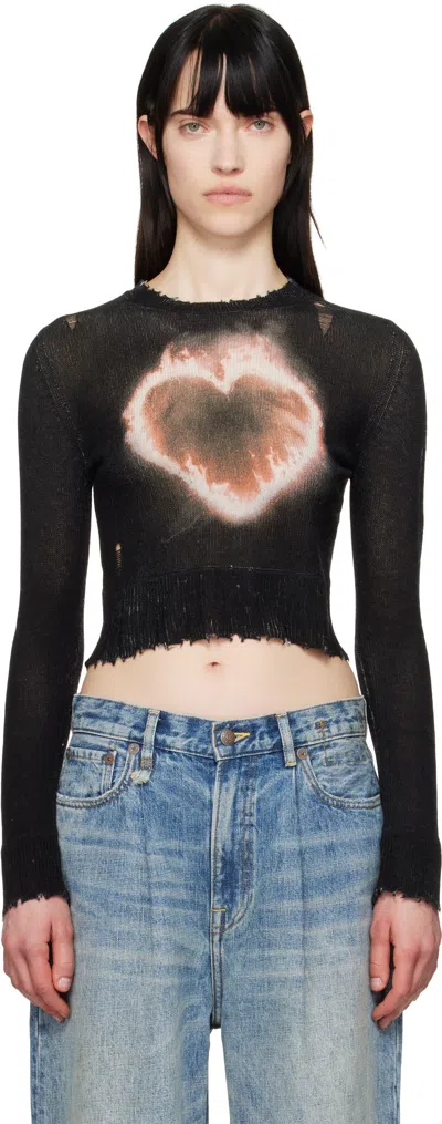 R13 SSENSE EXCLUSIVE BLACK FLAMING HEART BABY SWEATER