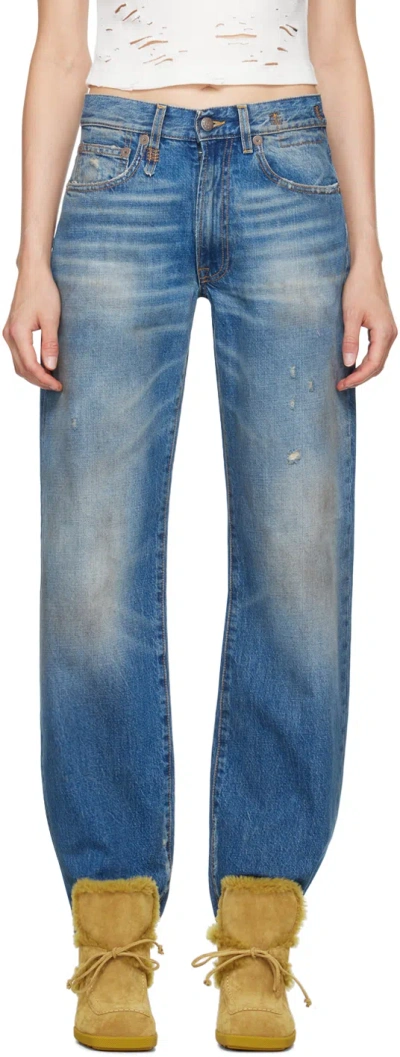 R13 SSENSE EXCLUSIVE BLUE ALICE SLIM STRAIGHT-LEG JEANS 