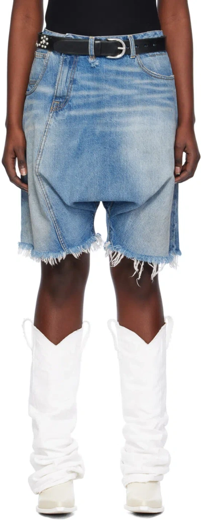 R13 Ssense Exclusive Blue Twister Denim Shorts In Turner Blue