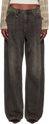 R13 Ssense Exclusive Gray Double Loop Venti Jeans In Ellery Black
