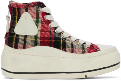 R13 Ssense Exclusive Red & Green Kurt High Top Trainers In Red/green Plaid