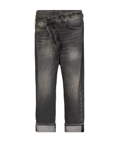 R13 Stonewashed Straight-leg Jeans In Black