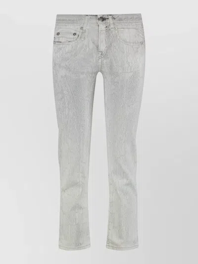 R13 Straight Leg Denim Trousers Five Pocket Design In Gray