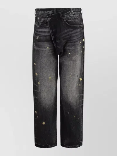 R13 Straight Leg Jeans Five Pocket Design In Black