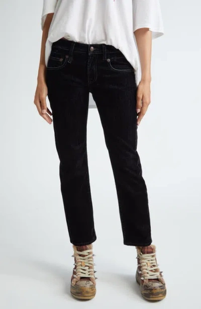 R13 Straight Leg Jeans In Flocked Black