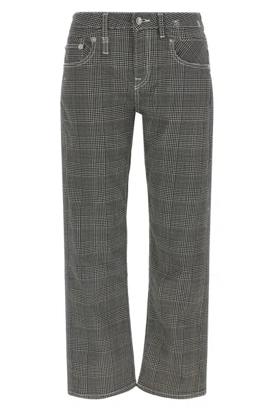 R13 Straight Pants With Signature Lasso Embroidery In White/black