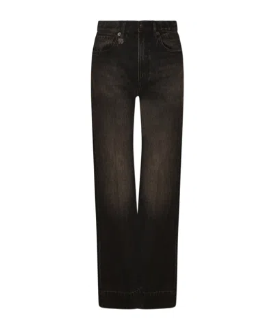 R13 Straight-leg Faded Effect Jeans In Black