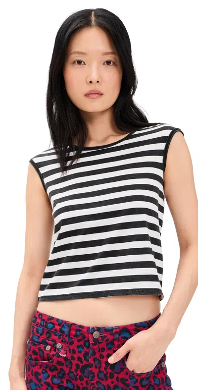 R13 Striped Baby Tee Black And White Wide Stripe