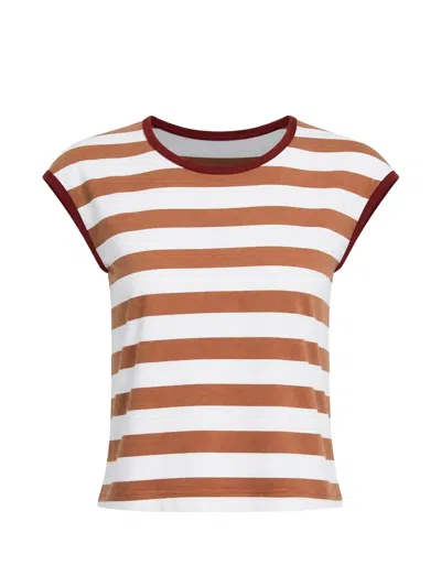 R13 Striped Contrast-trim T-shirt In Multi