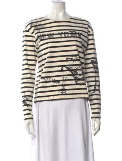 Pre-owned R13 Striped Crew Neck Top In White