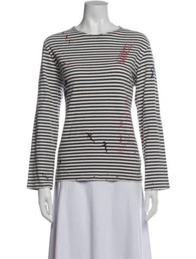 Pre-owned R13 Striped Crew Neck Top In White