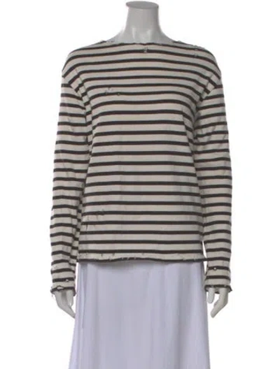 Pre-owned R13 Striped Crew Neck T-shirt In Neutral