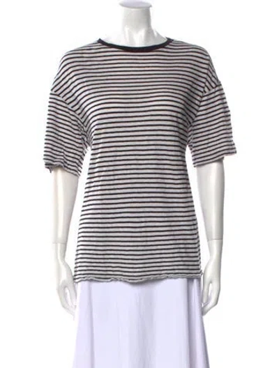 Pre-owned R13 Striped Crew Neck T-shirt In White