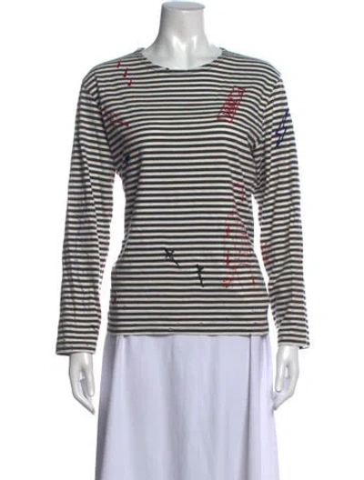 Pre-owned R13 Striped Crew Neck T-shirt In White