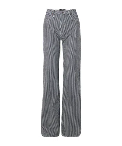 R13 Striped High-rise Wide-leg Jeans In Gray