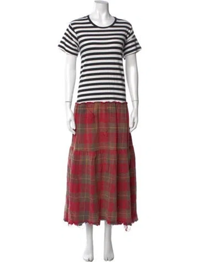 Pre-owned R13 Striped Long Dress In Red
