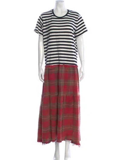 Pre-owned R13 Striped Long Dress In Red