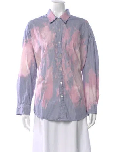 Pre-owned R13 Striped Long Sleeve Button-up Top In Blue