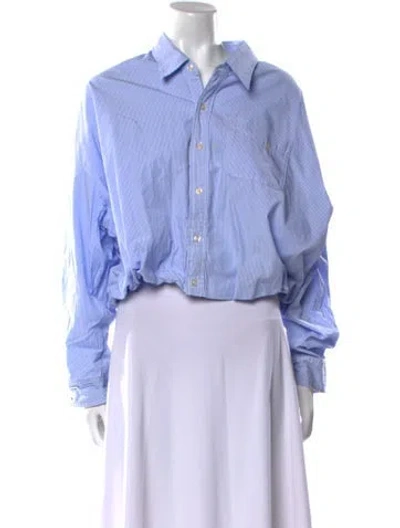 Pre-owned R13 Striped Long Sleeve Button-up Top In Blue