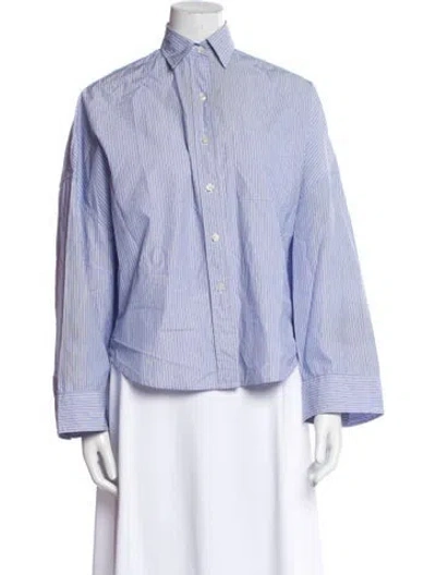 Pre-owned R13 Striped Long Sleeve Button-up Top In Blue
