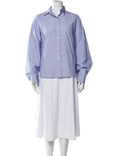 Pre-owned R13 Striped Long Sleeve Button-up Top In Blue