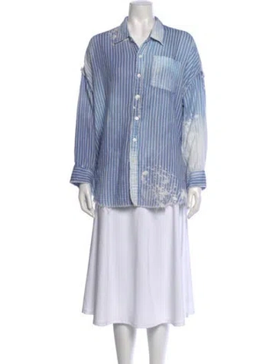 Pre-owned R13 Striped Long Sleeve Button-up Top In Blue