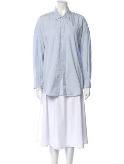 Pre-owned R13 Striped Long Sleeve Button-up Top In Blue
