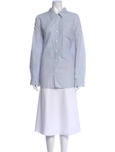 Pre-owned R13 Striped Long Sleeve Button-up Top In Blue