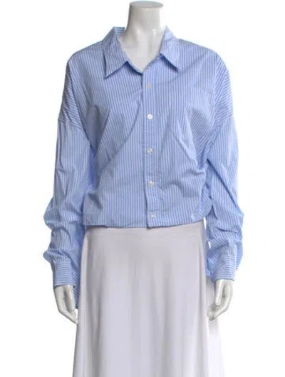 Pre-owned R13 Striped Long Sleeve Button-up Top In Blue