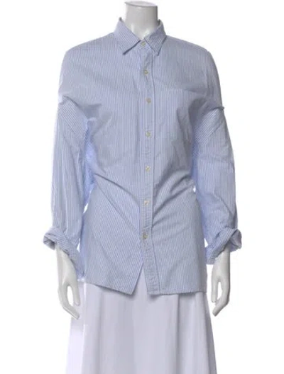 Pre-owned R13 Striped Long Sleeve Button-up Top In Blue