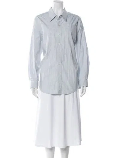 Pre-owned R13 Striped Long Sleeve Button-up Top In Blue