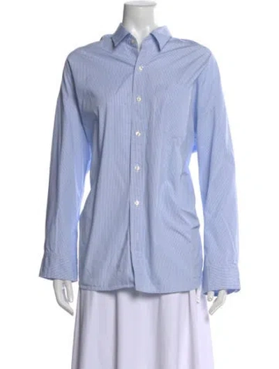 Pre-owned R13 Striped Long Sleeve Button-up Top In Blue