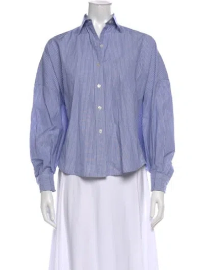 Pre-owned R13 Striped Long Sleeve Button-up Top In Blue