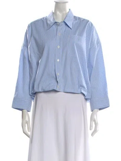 Pre-owned R13 Striped Long Sleeve Button-up Top In Blue