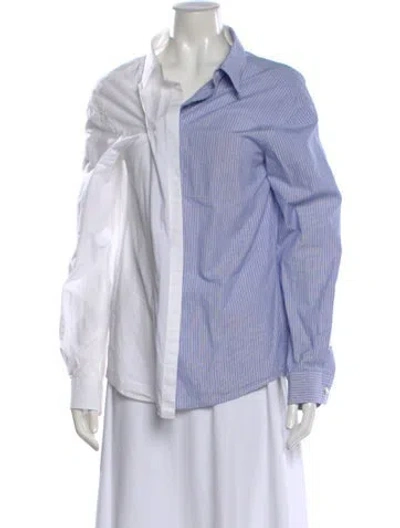 Pre-owned R13 Striped Long Sleeve Button-up Top In Blue
