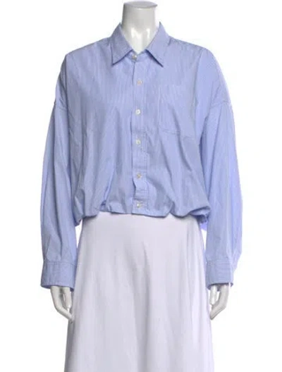 Pre-owned R13 Striped Long Sleeve Button-up Top In Blue